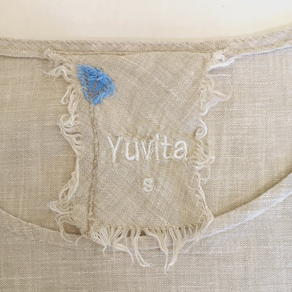 Yuvita Women's Tan Linen Tank Top Size S - Picture 5 of 8
